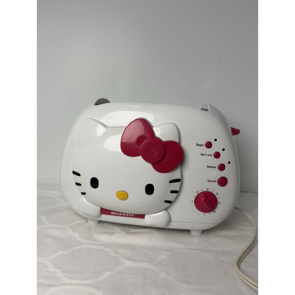 Hello Kitty 2-Slice Wide Slot Toaster KT5211 Bread/Bagel White Pink Sanrio 2011